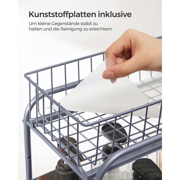 Køkkenarrangør - 2 udtræksskuffer - stål - sølv