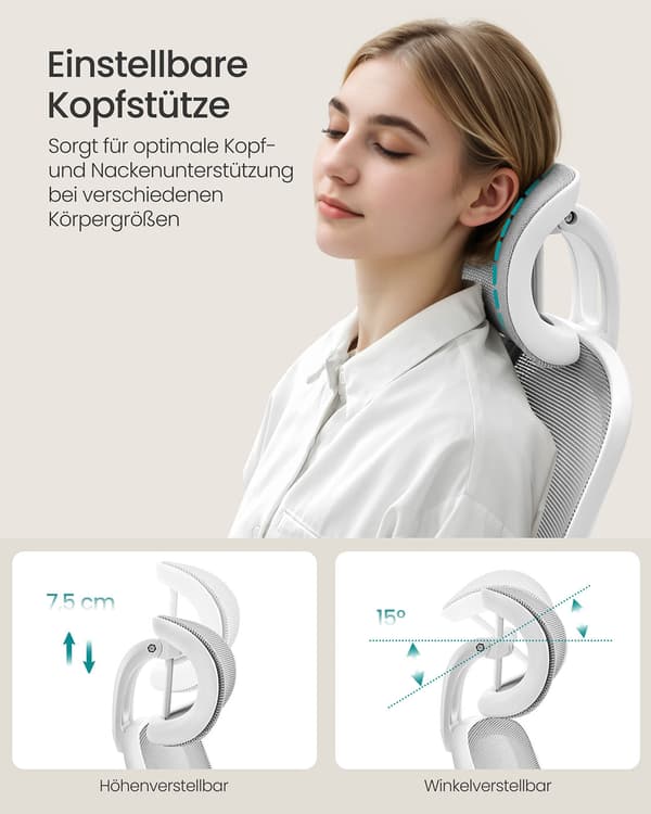 Ergonomisk kontorstol - ryglæn i net - grå