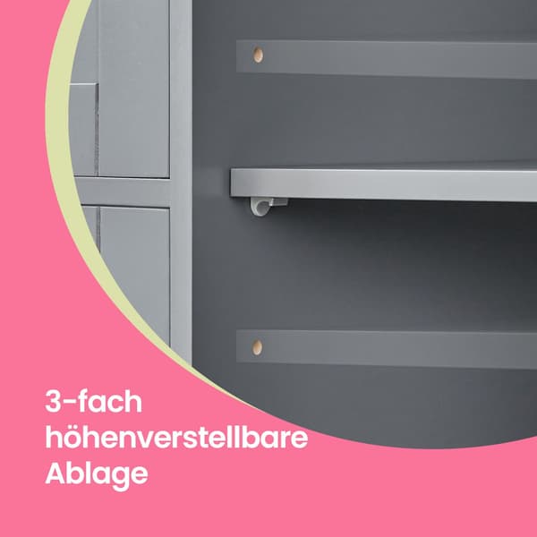 Badeværelsesskab - Smalt og moderne design - Duegrå