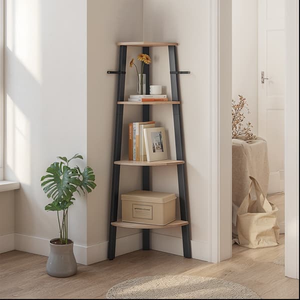Hjørnehylde - Stigeformet design - Greige Sort
