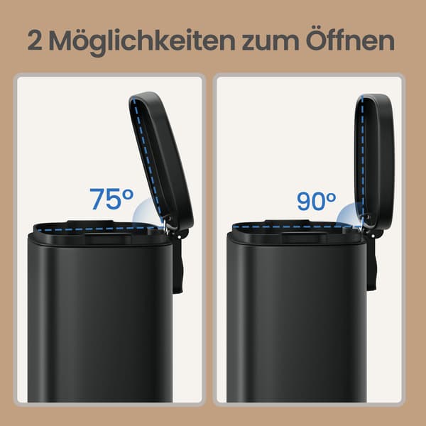 Pedalspand - 12 liter - softclose-låg - Stål - Sort