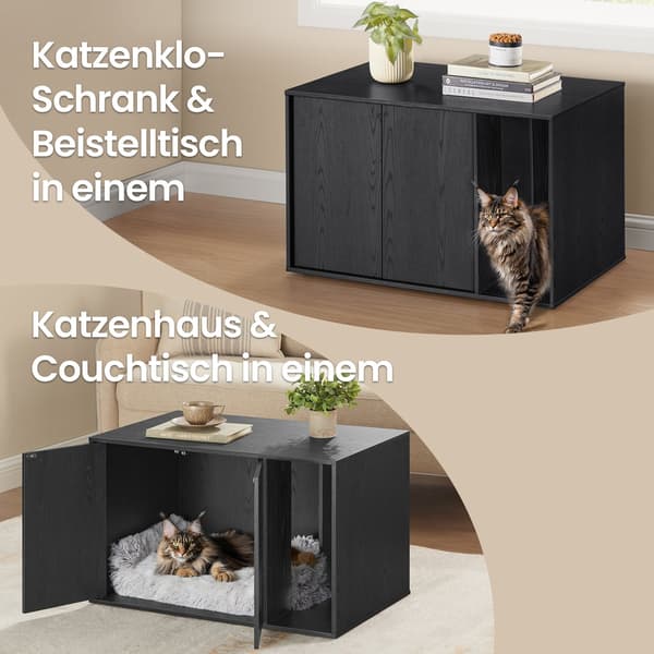 Kattebakkeskab - Hængslede døre - Til store katte - Lugtdiskret design