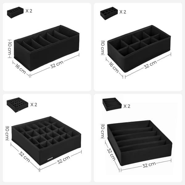 Organizer-sæt med 8 - til undertøj og accessories - Grå