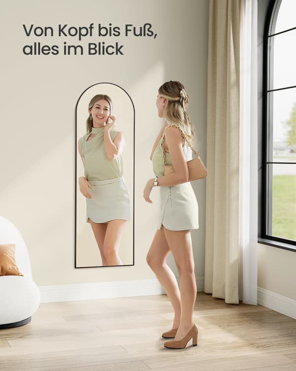 Helkroppsspegel - Böjd design - Bläcksvart