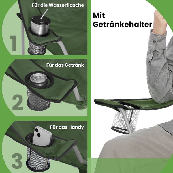 Hopfällbara stolar, set om 2 - Bärbara och robusta - Armégrön