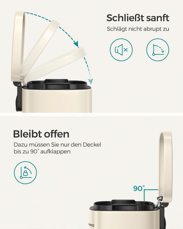 Affaldsbeholder - med soft-close låg og inderspand - Sort