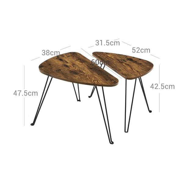 Sidobord - Set om 2 - Industriell design - Brun/Svart