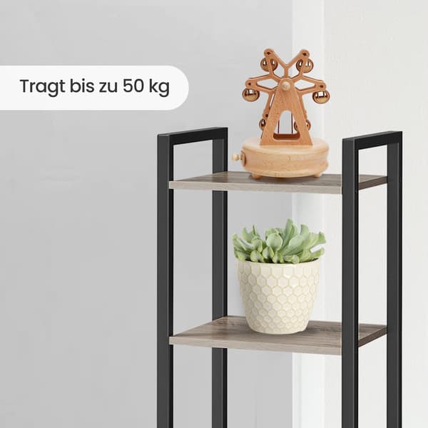 Bogreol - stående hylde - spånplade og stål - gråsort