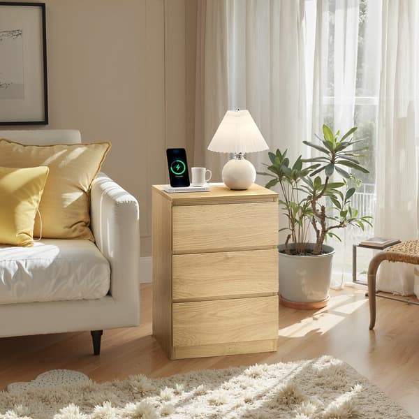 Natbord - moderne design - 3 skuffer - sort ibenholt