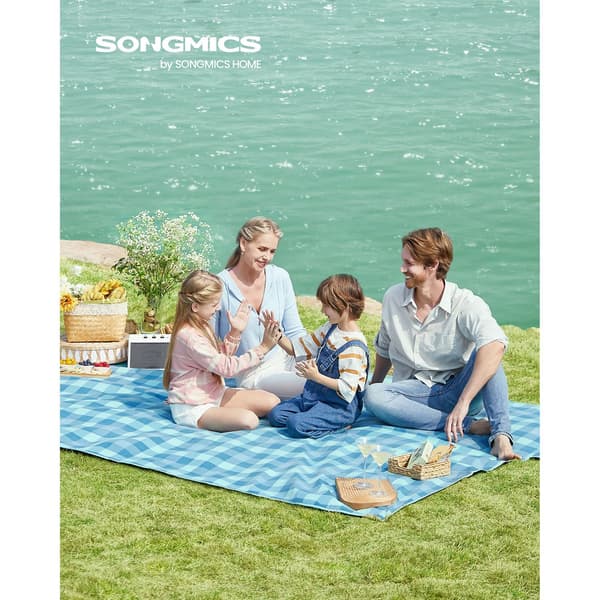 Picnictæppe - vandtæt og behagelig - grøn-blå