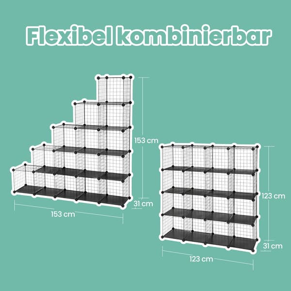 Reolsystem - Boltfrit design - 16 gitterblokke - Sort