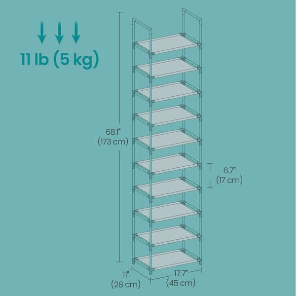 Kenkäteline - 10 tasoa, tilaa säästävä - Harmaa