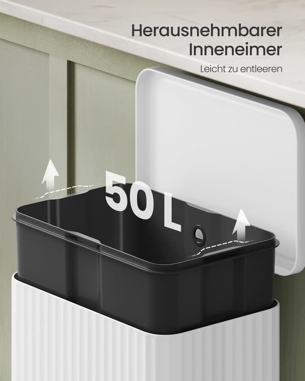 Pedalspand - 50 liter - soft-close mekanisme - cloud white