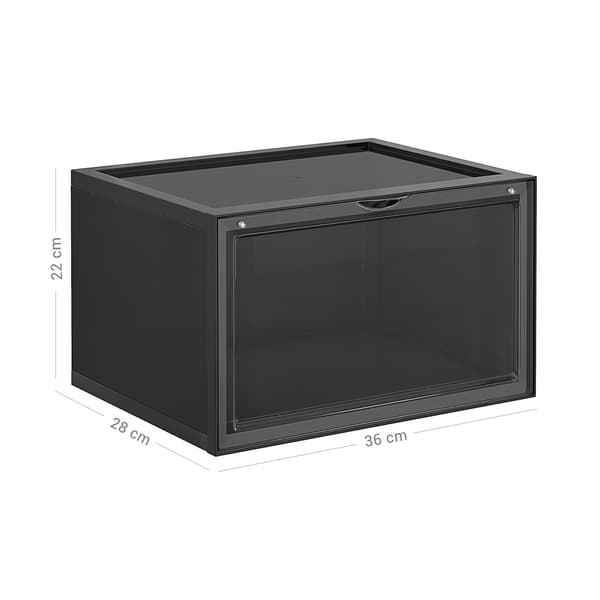 Skoæsker - Sæt med 6 - Stabelbare - Sorte og transparente