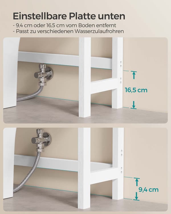 Badeværelseshylde - 3 niveauer - bambus - skyhvid og naturlig