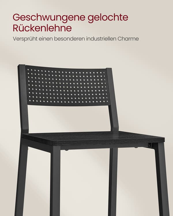 Barstolar - industridesign - set om 2 - antracitsvart
