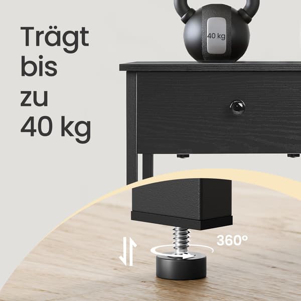 Sidebord - Med skuffe og hylde - Sort