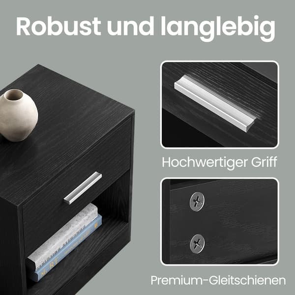 Natbord med skuffe - Multifunktionelt design - Sort