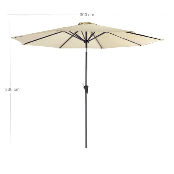 Parasol - Ø 300 cm - Med håndsving - Beige