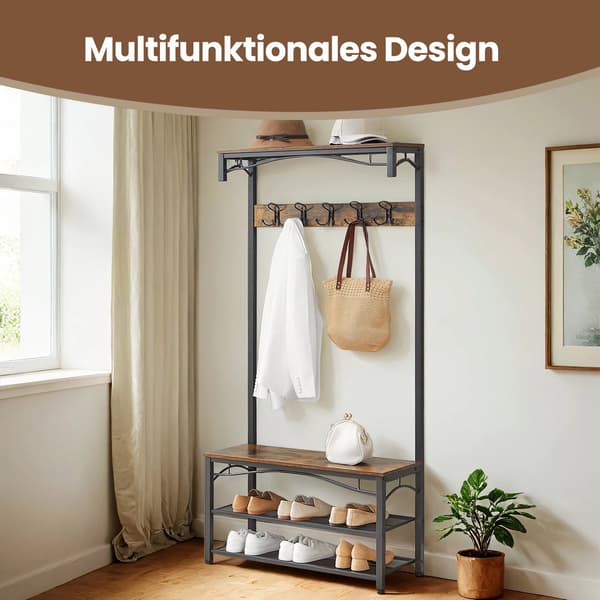 Garderobe - Industriel stil - Med skohylde - Sort