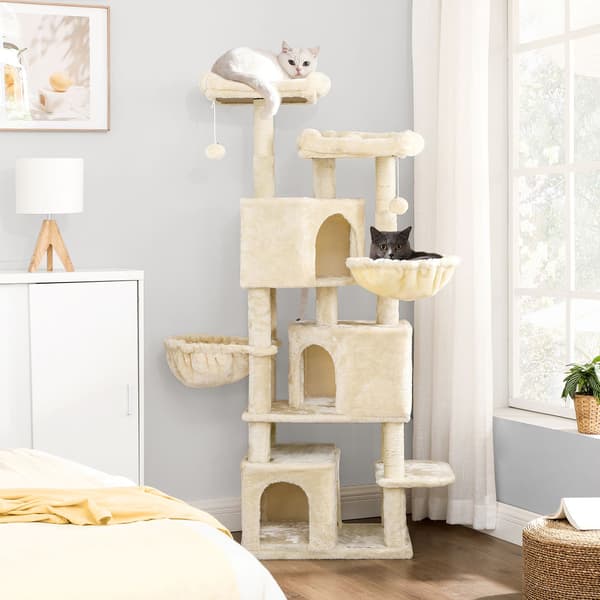 Kradsetræ - Stor model med hængekøje og huler - Beige