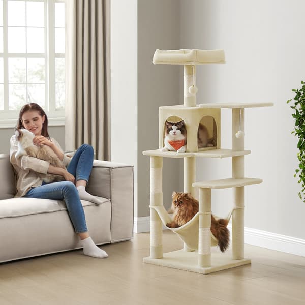 Kradsetræ til katte - flere niveauer - grå og beige