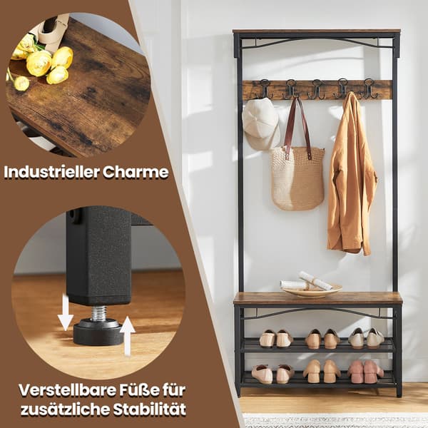 Garderobe - Industriel stil - Med skohylde - Sort