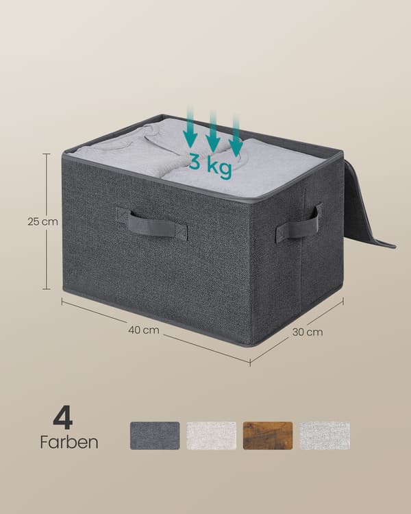 Förvaringslåda med lock set om 6 skiffergrå