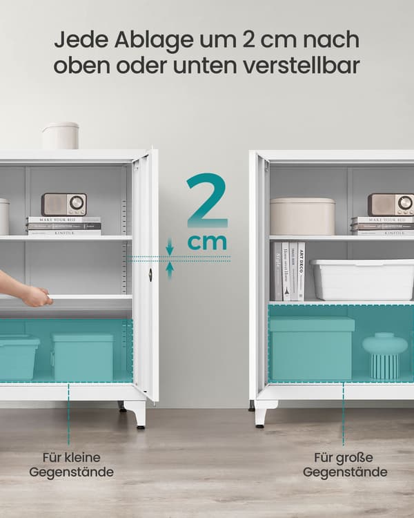 Låsbart arkivskab - 2 døre - mat hvid