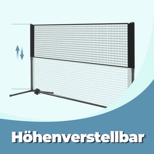 Badmintonnet 500 cm - Volleyballdesign - Højdejusterbart