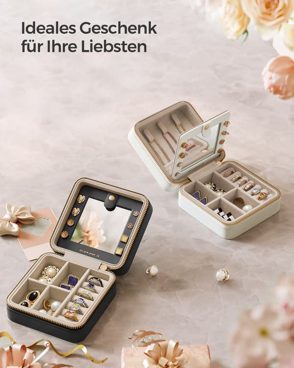 Smyckeskrin - bärbar - sammet - molnvit