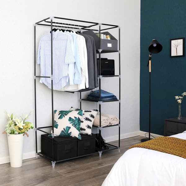 Sammenklappelig garderobe - pladsbesparende - sort
