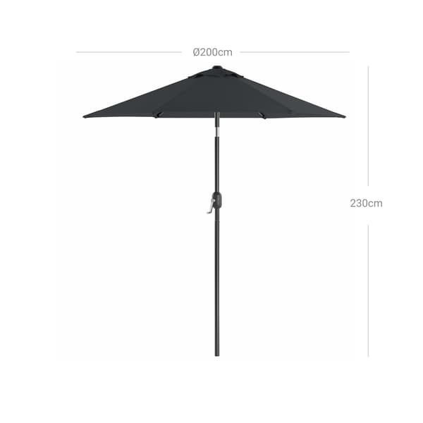 Haveparasol - Vipbar med håndsving - Grå
