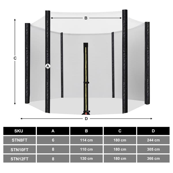 Sikkerhedsnet til trampolin Ø 244 cm - Robust PE - Sort