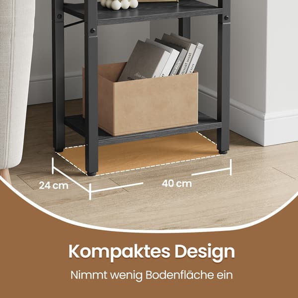 Bogreol - Stående hylde - Spånplade og stål - Sort
