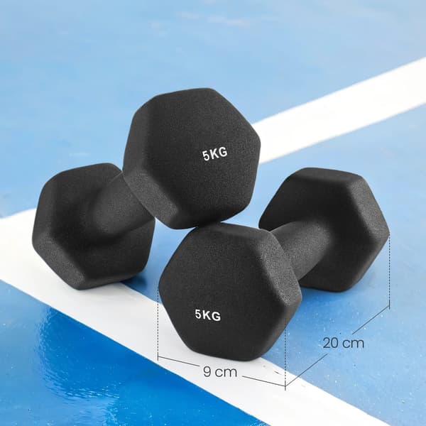 Käsipainosetti, 2 kpl - 5 kg/kpl - musta