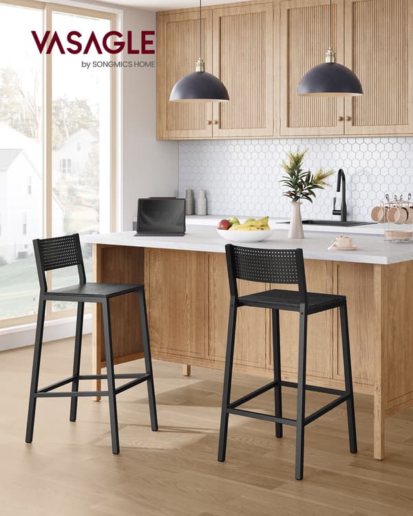 Barstolar - industridesign - set om 2 - antracitsvart