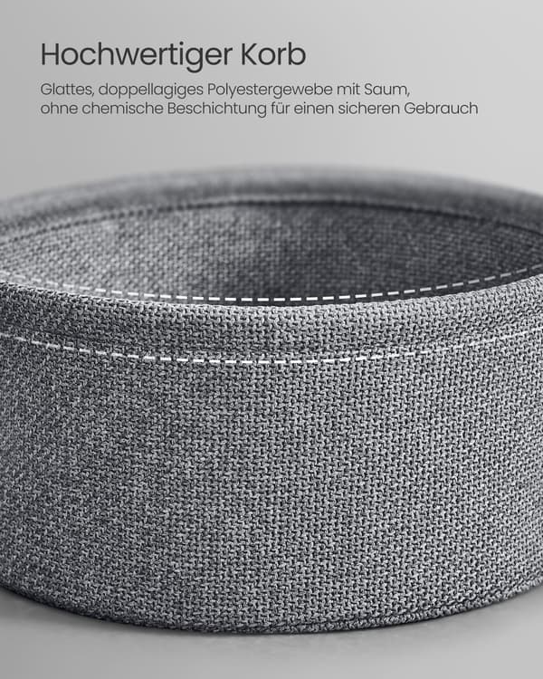 Sidebord - Med kurv - Ebony - sort - skifergråt stof
