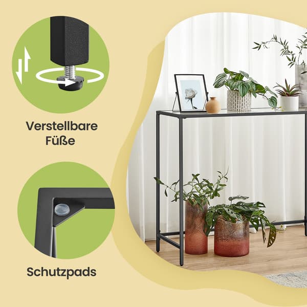 Konsolbord - Stilfuldt design - Glas og stål - Sort transparent