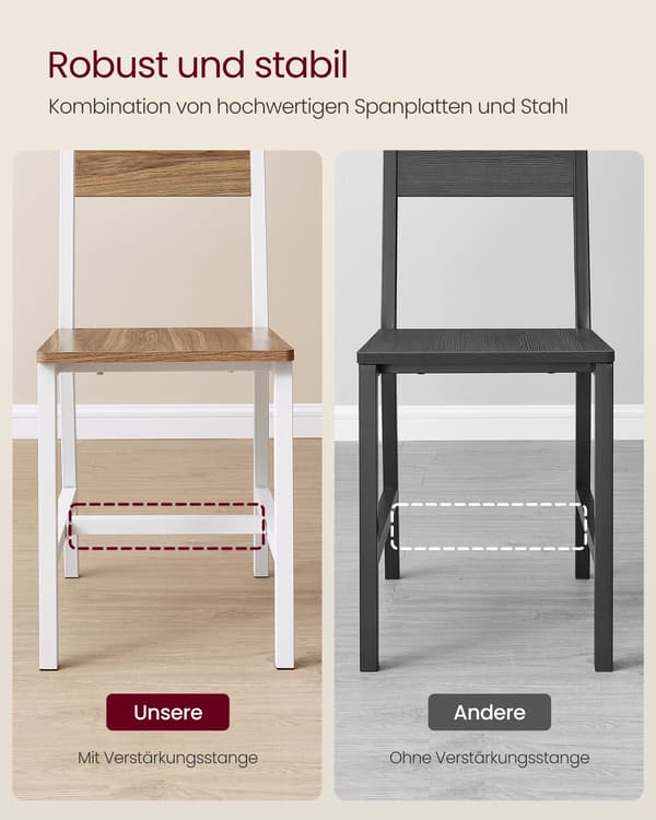 Matstolar Set om 2 - Metallram - Vetebrun och Molnvit