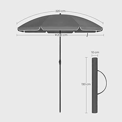 Strandparasol - UV-beskyttelse - Sammenklappelig - Grå