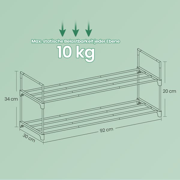Kenkäteline - 2 tasoa - Metalli - Musta