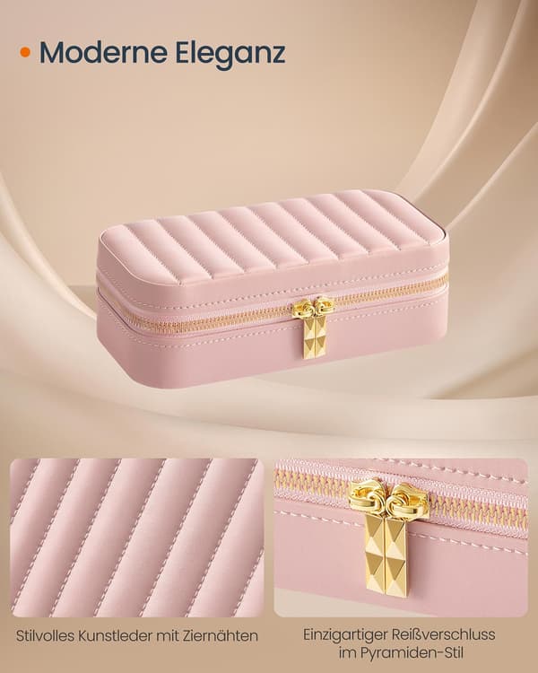 Smyckeskrin för resor - Elegant design - Pastellrosa
