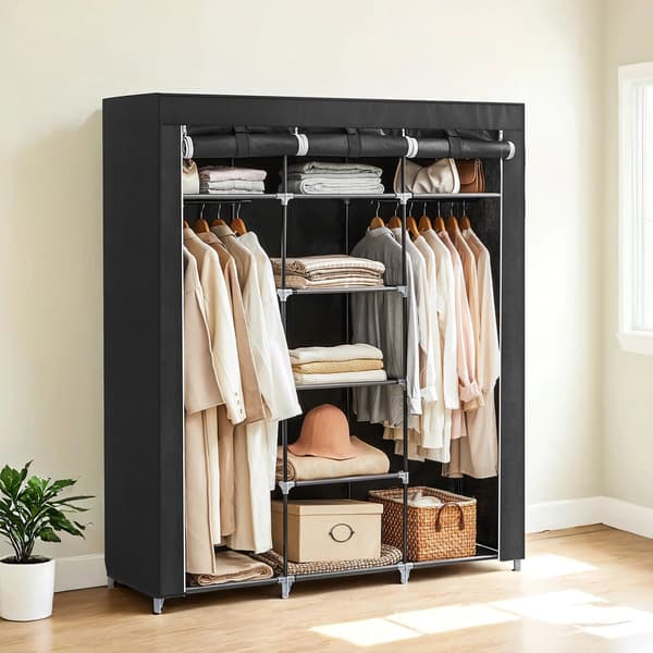 Garderobe - Pladsbesparende - 175 x 150 cm - Sort