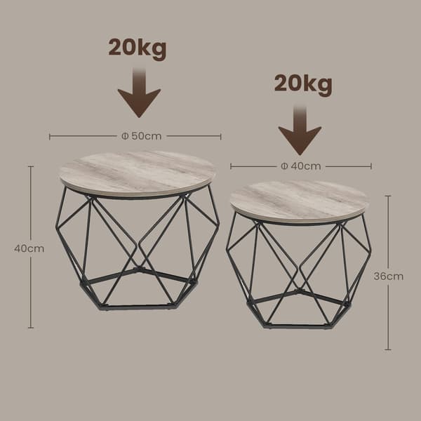 Runt soffbord set om 2 - Snygg design - Vit marmor-Bläcksvart