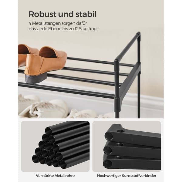Skohylde - stabelbar - metal - sort