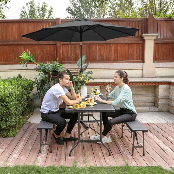 Parasol med LED-belysning - grå