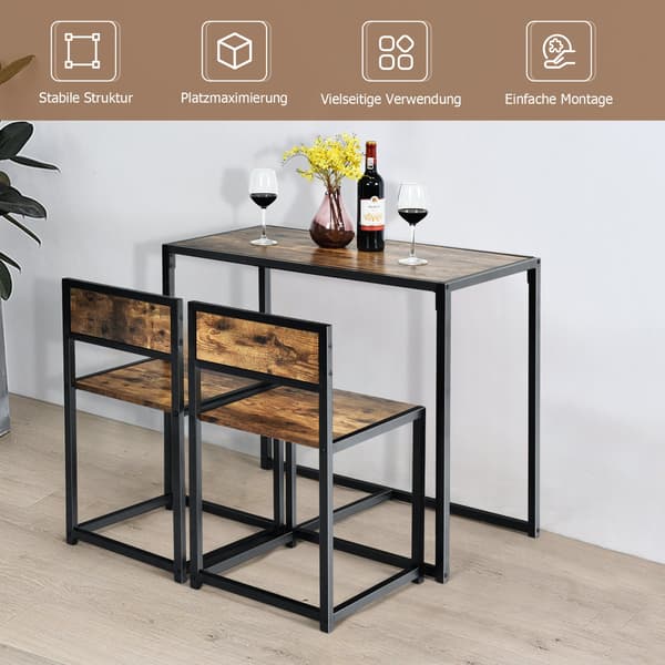 st - Bord Grupp Set + Stolar Antik - 3 2 - Brun