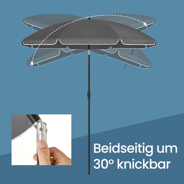 Parasol 160 cm - Solbeskyttelse med UPF 50+ - Grå