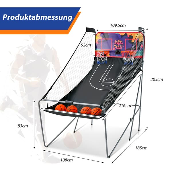 Basketballautomat - Fällbart Arcade spel med korgar - 2 - Svart